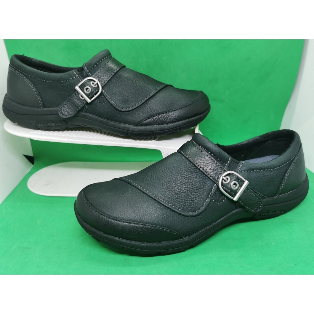 Merrell Dassie Black Leather Shoes J69078 Buckle Slip-On Women's Size 7.5